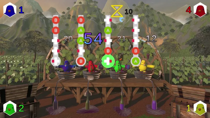 The Grape Stomp scene late in a round