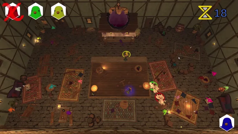 A purple swirl near the player characters with a yellow ring beside it