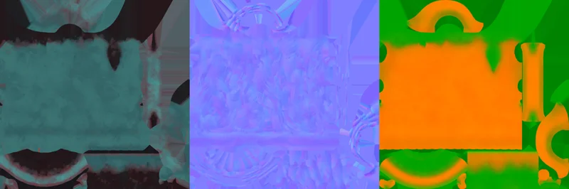 Base color, normal and packed ORM maps for the Magic Potion bottle