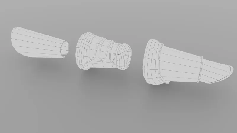 Wireframe of the three bracers
