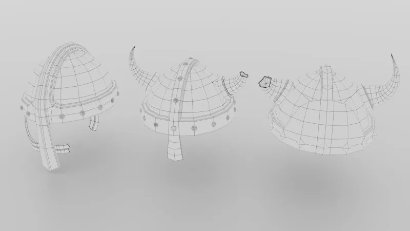 Wireframe of the three helms