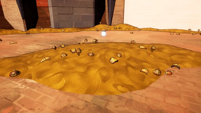 Armor pieces scattered across a pile of gold coins in Unreal Engine