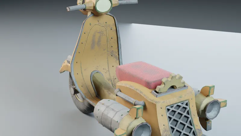 Rear three-quarter view of the Steampunk Scooter